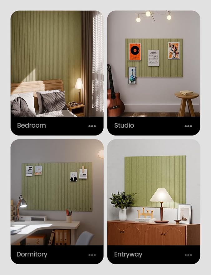 Large Felt Bulletin Board 48" x 36" Cork Board Alternative - 6 Pack with 40 Safe Removable Adhesive Tabs, Cork Boards for Walls Cork Board for Home Office Classroom Pin Board (Olive Green)