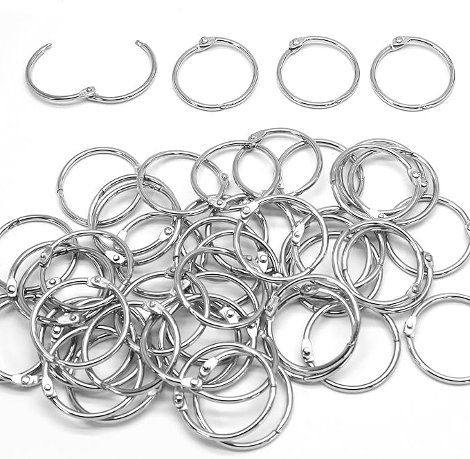 Luomorgo 50 Pcs 1.5 Inch Binder Rings, Nickel Plated Metal Book Rings Silver Paper Rings, Heavy Duty Loose Leaf Binder Rings, Index Cards Rings, Key Rings for Office, Home, School