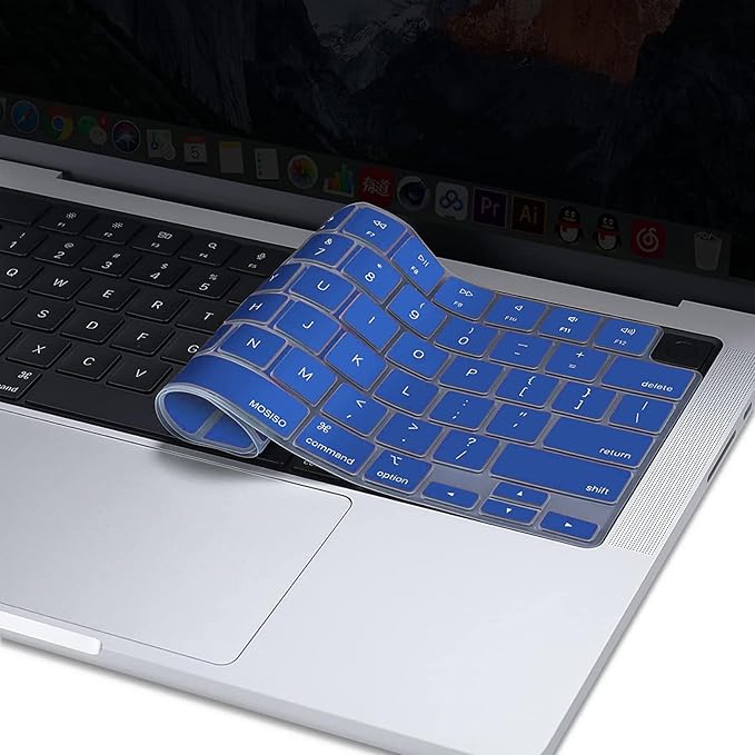 MOSISO Keyboard Cover Skin Compatible with MacBook Air 15 inch M3 A3114 M2 A2941/Air 13.6 A3113 A2681/Pro 14/16 M4 M3 M2 M1, Royal Blue