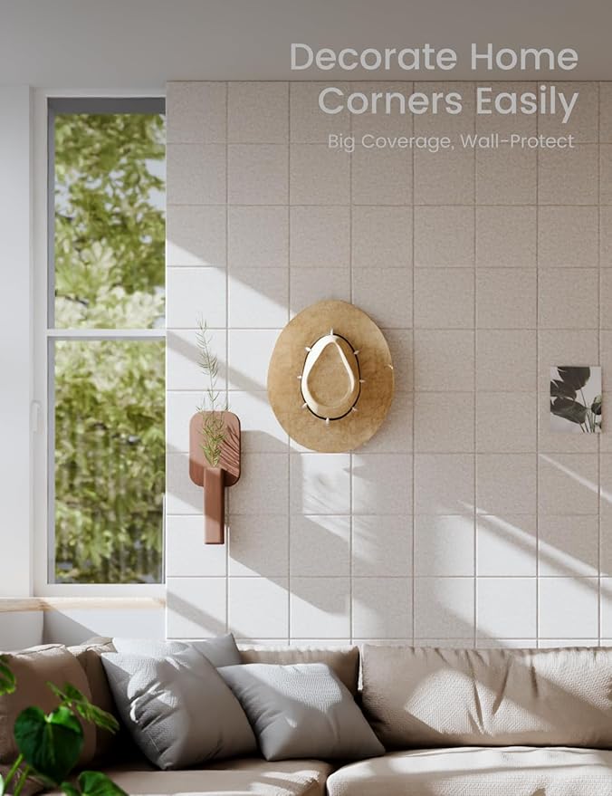 Large Felt Bulletin Board 48" x 36" Cork Board Alternative-12 Pack with 70 Safe Removable Adhesive Tabs, Cork Boards for Walls for Home Office Classroom Pin Board-Oatmeal