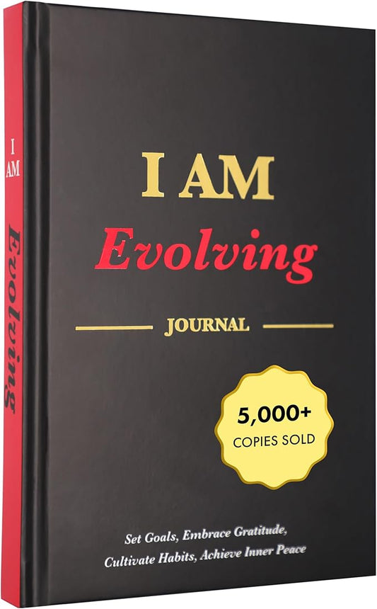 iAmEvolving Journal – Guided Gratitude & Goal Planner with Habit Tracker, Mindfulness Prompts & Daily Reflection | Undated 6-Month Self-Care & Wellness Notebook for Personal Growth (Black)
