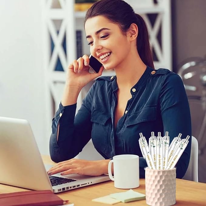 30PCS Inspirational Ballpoint Pen Green Eucalyptus Leaves Ballpoint Pen Employee Appreciation Gift Bulk Motivational Pens Black Ink Pens Set for School Teacher Office Employee Party Favors