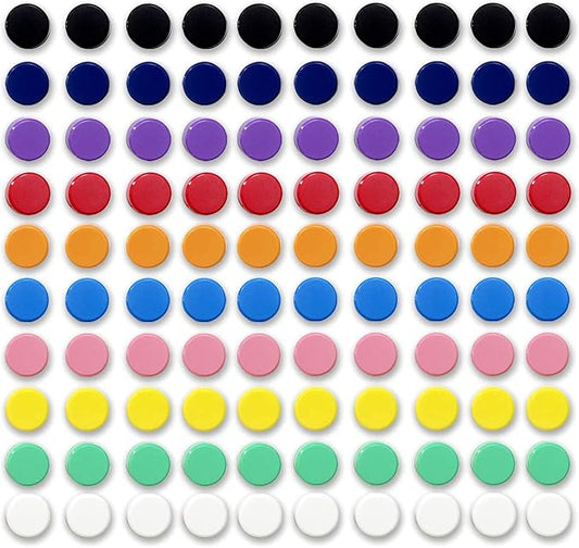 Qualsen Fridge Magnets, 100pcs Small Refrigerator Magnets for Whiteboard, Kids, Mini Cute Magnet for Locker, White Board, Kitchen, Office, Classroom (10 Colorful)