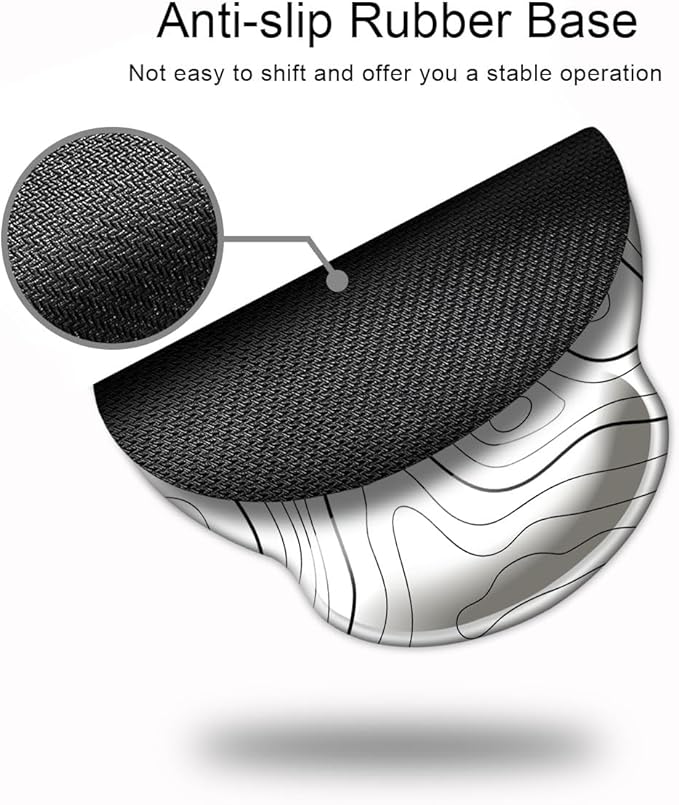 Ergonomic Mouse Pad with Wrist Support,Mouse Pad with Wrist Rest,Relieve Wrist Pain Mousepad Non-Slip Rubber Base,Mouse Pads for Desk,Computers,Laptop,Office,Home,Accessories White Topographic Line