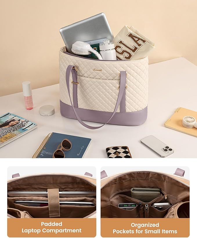 LOVEVOOK Laptop Bag for Women, 15.6 Inch Work Tote Computer Bag With Large Cup Holder, Lightweight Large Laptop Briefcase for Travel, Bussiness, Teacher