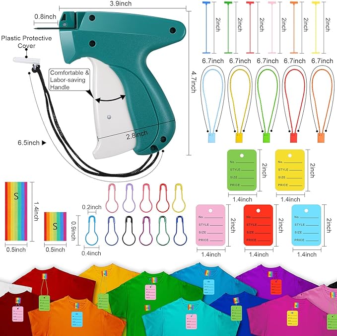 Chumia 3576 Pcs Stitch Tag Gun for Clothes, Quick Clothing Fixer, Tagging Gun with 3000 Barbs, 5 Needles and 100 Price Tags, Sewing Kit for Retail Stores, Garage Yard Sales(Colorful)