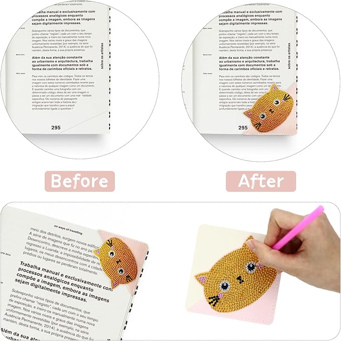 6 PCS Diamond Art Bookmarks, Cute Cat Diamond Painting Bookmarks for Book loverss DIY Bookmark Corner for Adults Beginner Craft Gift