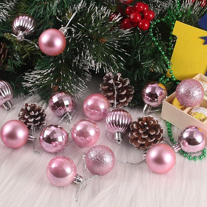 Bubblegun Pink 4.0" Large Christmas Balls - Christmas Tree Decoration Ornaments Shatterproof Hanging Balls for Birthday Halloween Holiday Wedding Decorations Set of 4pcs