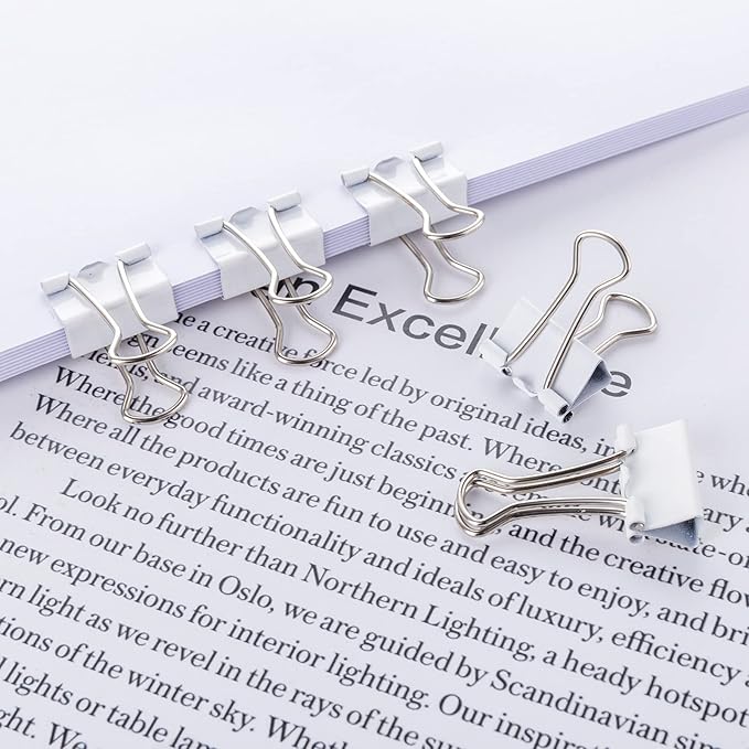 Small White Mini Binder Clips, 3/4 Inch (19mm), 50 Pack