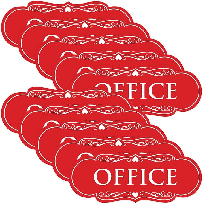 All Quality Designer Office Sign | Easy Installation - Red - Small (10 Pack)
