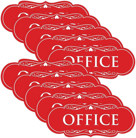 All Quality Designer Office Sign | Easy Installation - Red - Small (10 Pack)