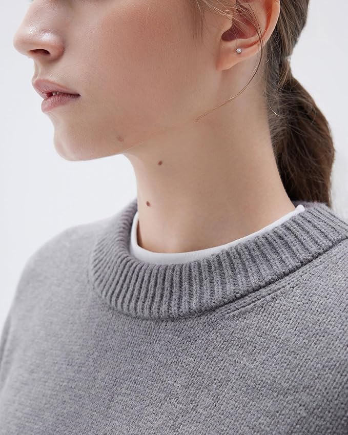 SUUKSESS Women Cashmere Oversized Long Sleeve Pullover Sweater Crew Neck Jumpers