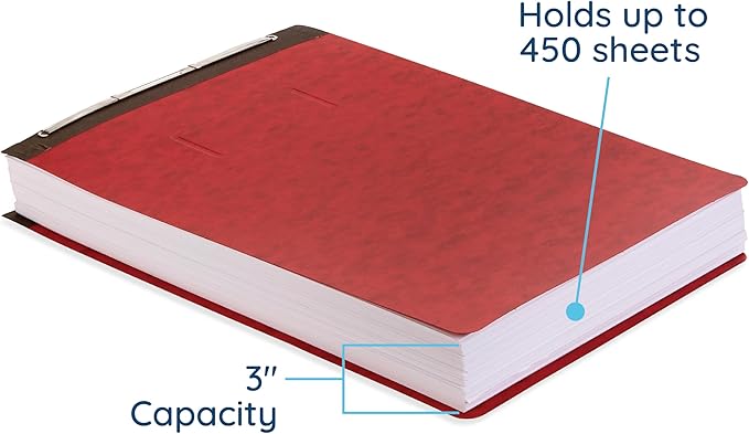 Blue Summit 10 Pressboard Report Covers with Fasteners, 11x17 Folder for Blueprints, 11x17 Portfolio Binder, 3” Capacity, Red, 10 Pack