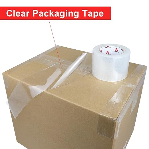 BOMEI PACK 3" Heavy Duty Packing Tape - 3 inch x 110 Yards, 2.4 mil Thick, Clear 3 Inch Wide Package Tape 6 Rolls, Total 660Y for Shipping, Mailing, Moving & Storage