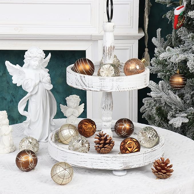 100ct Brown and Gold Christmas Ornaments Set, Shatterproof Xmas Tree Ornaments Decorations Collection, Hanging Plastic Christmas Balls for Holiday Party Wedding (Brown&Gold)