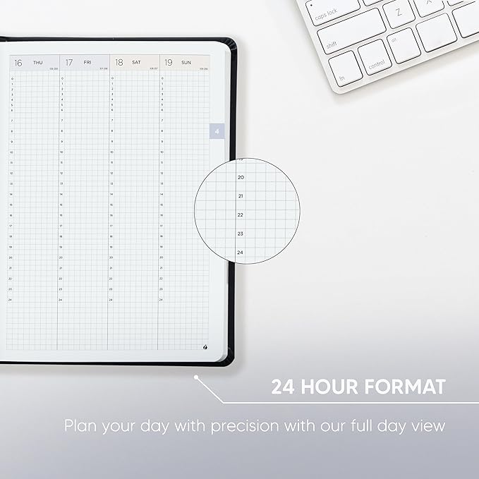 Inamio 24 Hourly Planner 2026 – 24 Hour Weekly and Monthly Appointment Book 2026 – Hardcover, Japanese Design – Minimalist Teacher and Annual Planner with Time Slots – 8.5 x 11
