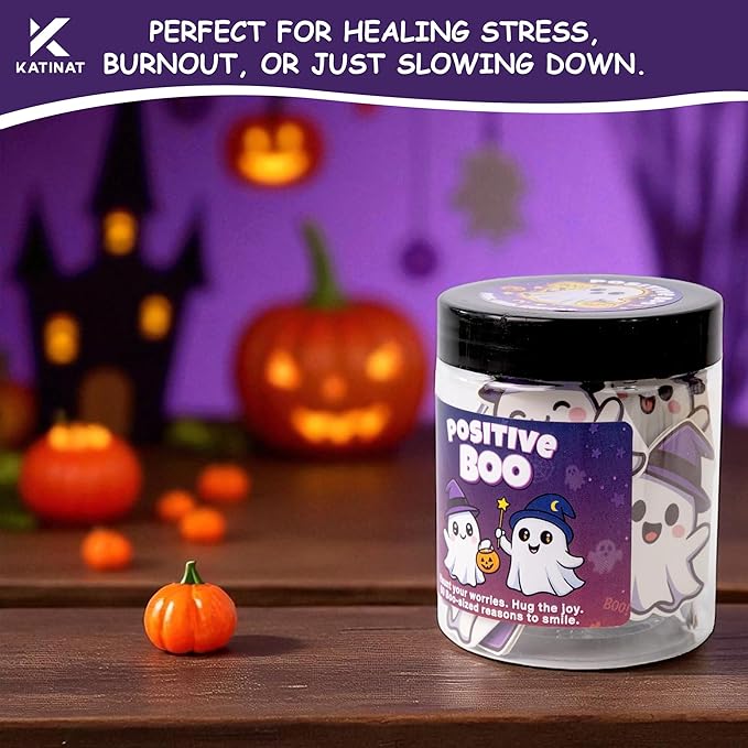 Positive Ghost Affirmation Jar – Emotional Support Ghosts Jar, Boo Basket Stuffers for Women, Teens, Funny Halloween Gifts for Women, Kids, Teens, – Cute Halloween Basket Stuffers Ideas