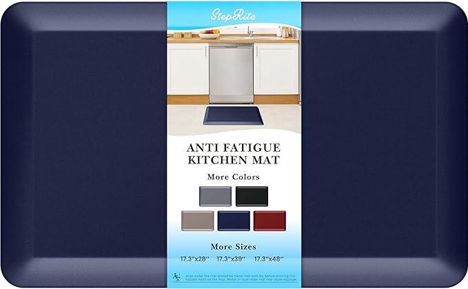 StepRite 4/5 Inch Thick Kitchen Mat Anti Fatigue Mat Kitchen Rugs Kitchen Decor Non-Slip, Stain Resistant, Waterproof Kitchen Mats Desk Mat for Kitchen, Office, Workshop, Blue, 17'' x 28''