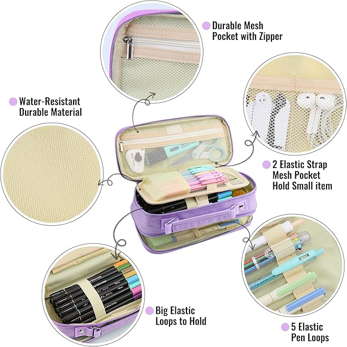 Pencil Case, Large Capacity Pencil Case Organizer; Double Zipper Storage Bag; Big Pencil Pouch for College School Office Teen Girl Boy Men Women Adult