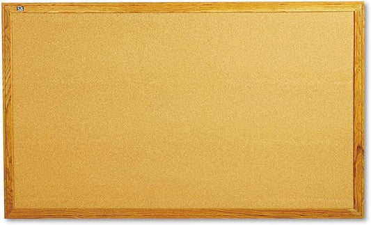 Quartet Cork Board, Bulletin Board, 5' x 3' Corkboard, Oak Finish Frame (305)