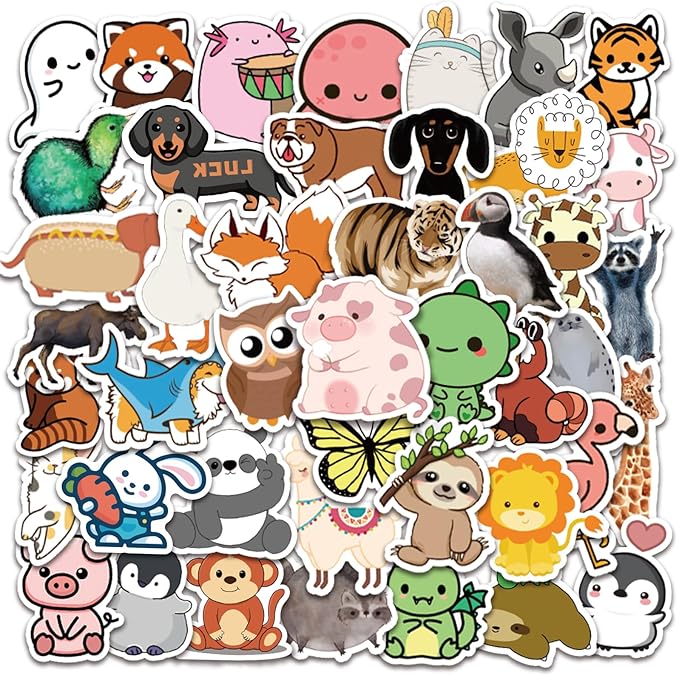 100Pcs Cute Animal Stickers,Vinyl Waterproof Stickers for Laptop,Bumper,Skateboard,Water Bottles,Computer,Phone, Cute Animal Stickers for Kids Teens (Cute Animal 100pcs Stickers)
