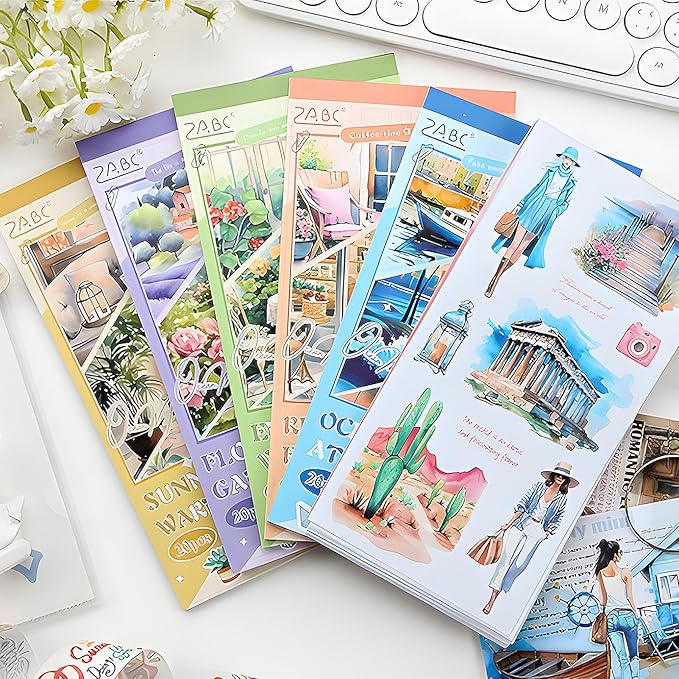 Snycler Coffee Corner Series Sticker Book - 20 Sheets Vintage PET Stickers for Scrapbooking, Junk Journaling, Ephemera, and Decorative Crafts - Pre-Cut Coffee Theme Stickers