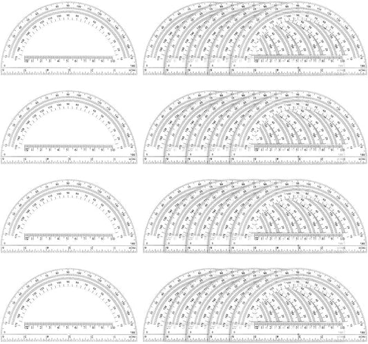 Zonon 24 Pieces Plastic Protractors Bulk Classroom Clear Math Protractors 180 Degrees 6 Inch for Geometry Student, Angle Measurement, Students Back to School Supplies Office Supplies