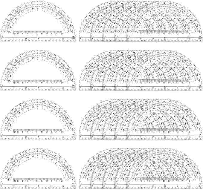 Zonon 50 Pieces Plastic Protractors Bulk Classroom Clear Math Protractors 180 Degrees 6 Inch for Geometry Student, Angle Measurement, Students Back to School Supplies Office Supplies