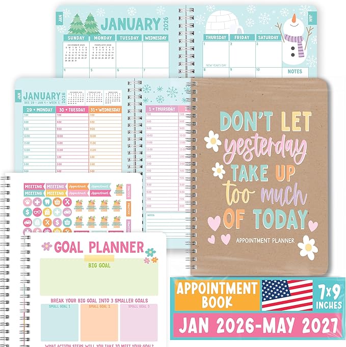 Weekly Appointment Book 2026-2027 - Hourly Appointment Book, Vertical Weekly Planner 2026-2027, Monthly Schedule Books, Kraft Daily Planner With Hourly Schedule