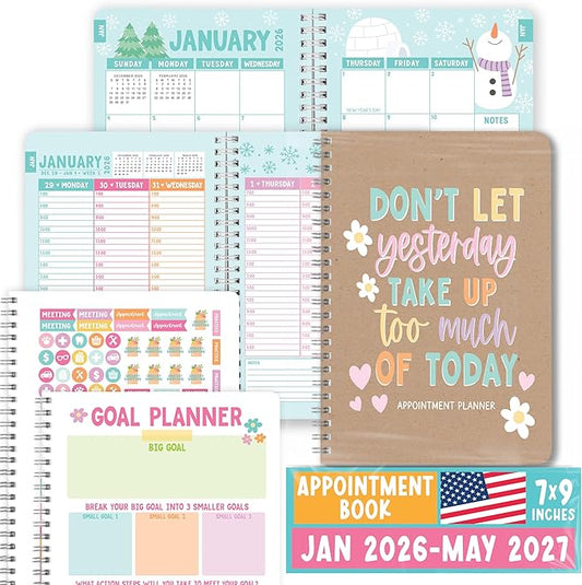 Weekly Appointment Book 2026-2027 - Hourly Appointment Book, Vertical Weekly Planner 2026-2027, Monthly Schedule Books, Kraft Daily Planner With Hourly Schedule
