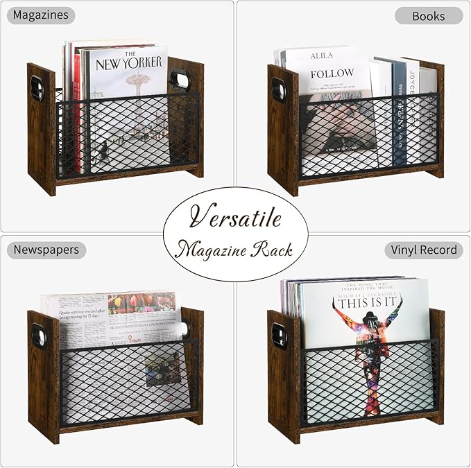 YINMIT Magazine Holder, Magazine Rack Floor, Magazine Storage Basket, File Holder Organizer, Folder Organizer for Magazines, Books, Newspapers, Tablets (Medium)