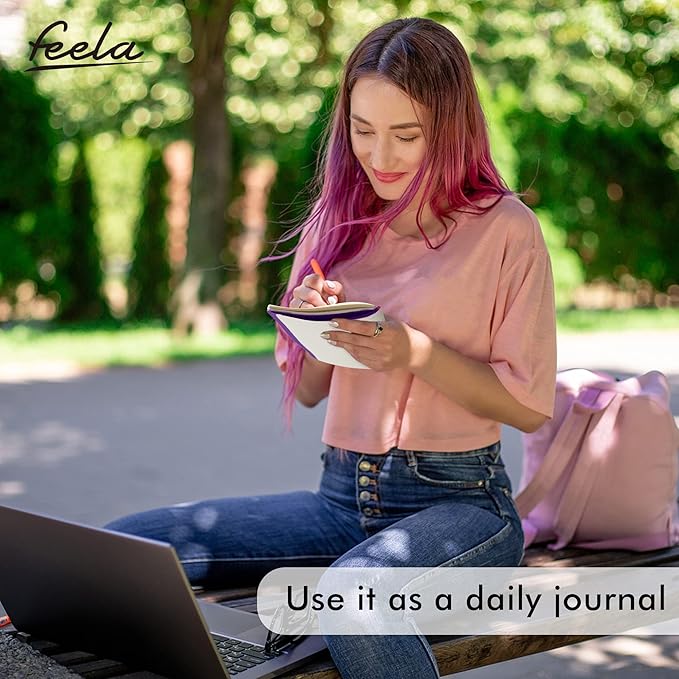 feela 8 Pack Soft Cover Journal Bulk, Notebooks College Ruled for Work, Lined Travel Journal for Women Men, Note Taking Notebook School Supplies Business Writing, 8.2” x 5.5”, A5, Dark Purple