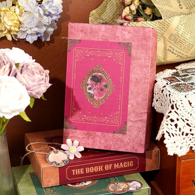 Funto Scrapbooking Kit (185 PCS), Medieval Chapter- Rose Garden, Perfect for Bullet Scrapbooking Materials, Planner DIY Craft Collage