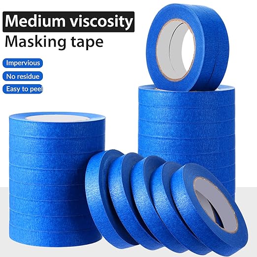 Leelosp 25 Rolls Masking Tape Bulk General Purpose Masking Tape Paint Craft Painter Artist Multi Use School Classroom Supplies, 0.75 Inch x 55 Yards, 1375 Yards Total (Blue)
