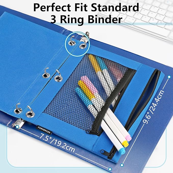 Forvencer Adorable Zipper Pencil Pouch, Cute Zipper Pouch for 3-ring Binders, Sturdy Binder Pouch with Smooth Zippers, Perfect for Students & Back to School, Portable Pencil Bag, Yellow