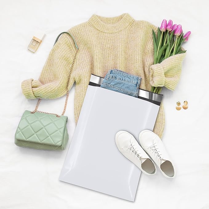 Fuxury 90000 Pcs 12x15.5" Poly Mailers Envelopes Shipping Bags for Clothing,Strong Adhesive Packaging Bag for Small Business Suppliers, Self Seal Mailing Poly Bags,White