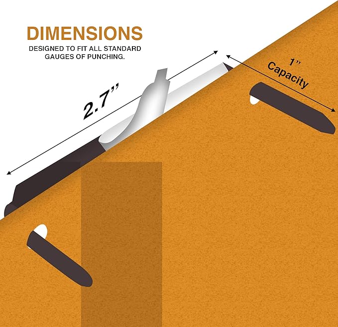 OLYMPX 100 Pcs of 1” Capacity Premium Self Adhesive Prong Paper Fastener Bases, 2.75 Inch Center for Paper File Clip Folder Accessories, 100 per Box