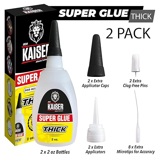 Thick Cyanoacrylate (CA) Super Glue – 2 Pack (2 x 2 oz Bottles) – Heavy-Duty Adhesive for Woodworking, Marble, and Repair Projects