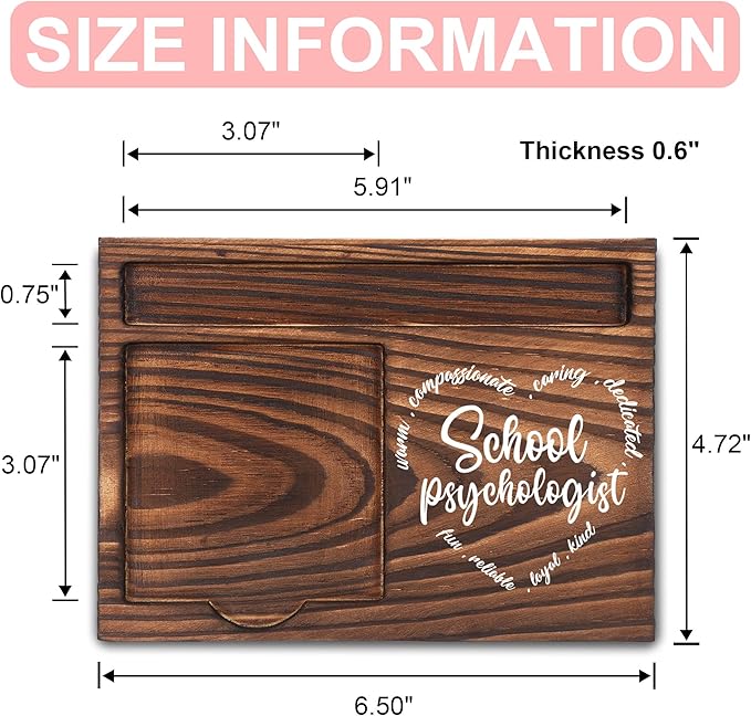 School Psychologist Gifts, School Psychologist Appreciation Gifts, Thank You Gifts, Sticky Note Holder, Post-it Note Dispenser for Desk, Wooden Post-it Note & Pen Holder 6.5" x 4.7" - FTA109