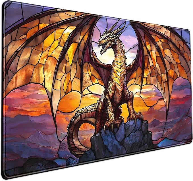 Dragon Desk Mat Large Mouse Pad XXL Extended Gaming, Gamer Gift Play Mat Desk Mousepad with Stitched Edges, Keyboard Mouse Mat for Work Game Office 31.5x15.7 in-Gift for Boyfriend or Son