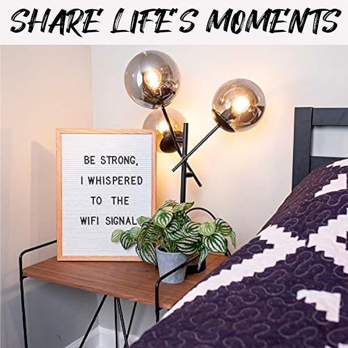 Felt Like Sharing Large Letter Board (White Felt - 12”x16”) – Changeable Message Board with 3 Sets of Felt Board Letters – Statement Wall Sign for Quotes, Home or Holiday Decor In Oak Frame