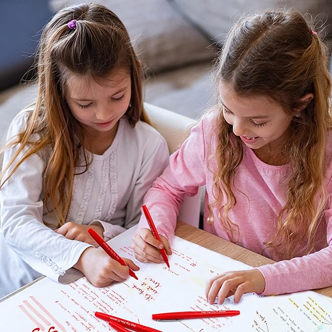 Lelix Felt Tip Pens, 15 Red Pack, 0.7mm Medium Point, Felt Tip Markers Pens for Journaling, Writing, Note Taking, Planner, Perfect for School Office and Art Supplies