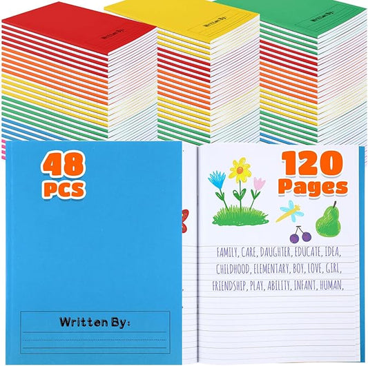 Henoyso 48 Pcs 120 Pages Primary Composition Notebooks K-2 9 3/4 x 7 1/2 Inch Journals Primary Journals Blank Books for Kids to Write Stories Kindergarten (Colorful)