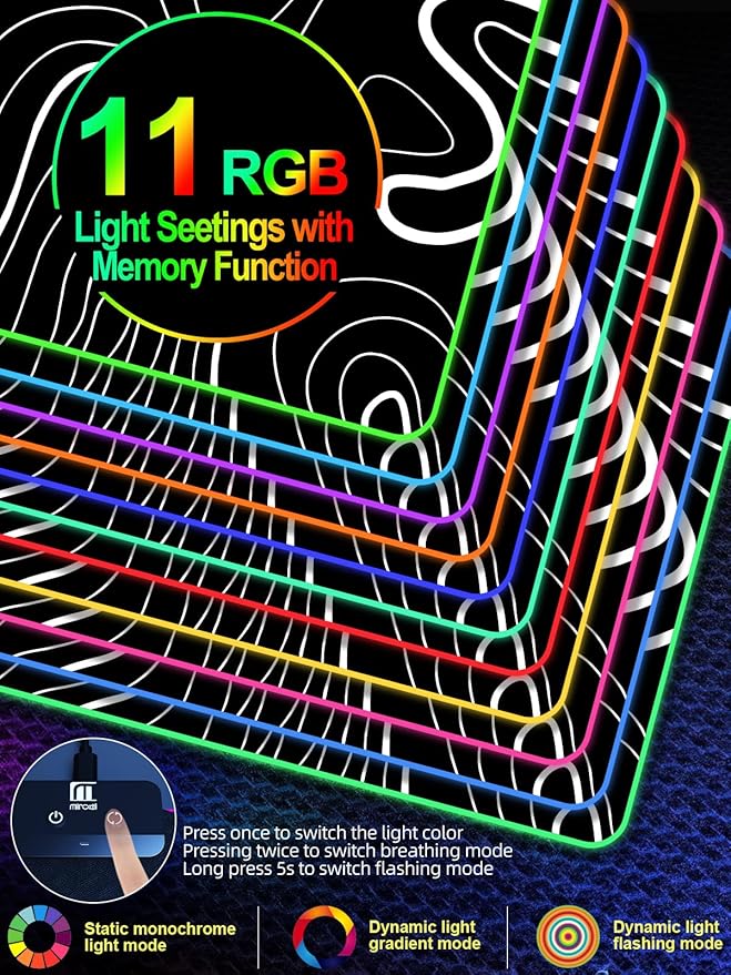 XXL Mouse Pad with Phone Holder, RGB Desk Mat with 15W Fast Charging, LED Large Gaming Mouse Pad with 11 Lights Colors, Long Mouse Pads for Desk, Waterproof Non-Slip Gaming Pad for Gamer Esports Pros