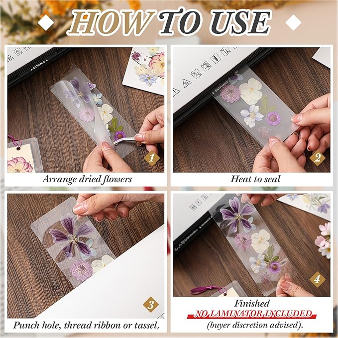 150 Pcs DIY Pressed Dried Flower Bookmark Making Kit, DIY Bookmark Bulk Thanksgiving Teacher Gifts for Reading Women Book Lovers(2 x 6 Inch,Purple)