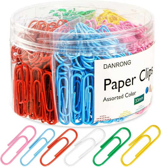 Colored Paper Clips,560 Pcs Medium 1.3 Inch (33 mm) Paper Clips Great for Office School Supplies Colorful Paperclip