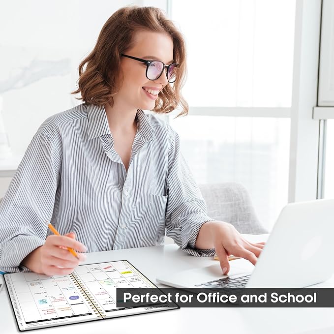 2026 Planner, Weekly and Monthly Calendar Planner, January 2026 - December 2026, Hardcover 2026 Calendar Planner Book with Tabs For Women & Men, Inner Pocket, Spiral Bound, Perfect for Office Home School Supplies - A5 (6.3" x 8.5"), Black