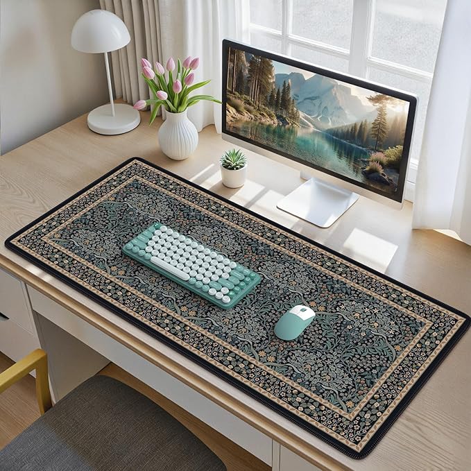 iCasso Desk Cover Mat, Office Mouse Pad, Desk Protector Mat, Extra Large Matt for Desktop,Anti-Slip XXL Big Mousepad with Stitched Edges for Computer Keyboard