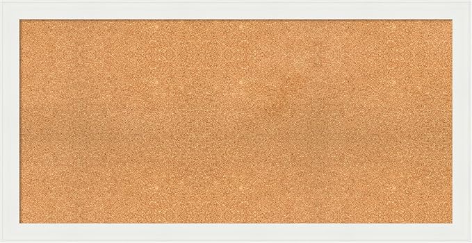 Amanti Art Natural Cork Board for Wall, 25x49 Vision Board with White Frame, Oversize Corkboard Office Decor for Home Organization, Casual Corkboard Pinboard to Display Items for Home Organization in