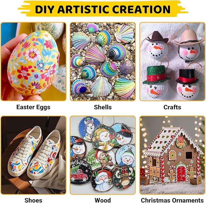 50 Colors Dual Tip Acrylic Paint Pens Cotton Nib Markers with Quick Dry Ink (1mm Fine & 5mm Dot Tips) Rock Painting, Wood, Fabric, Glass DIY Art Supplies for Adults Kids, Christmas Gifts